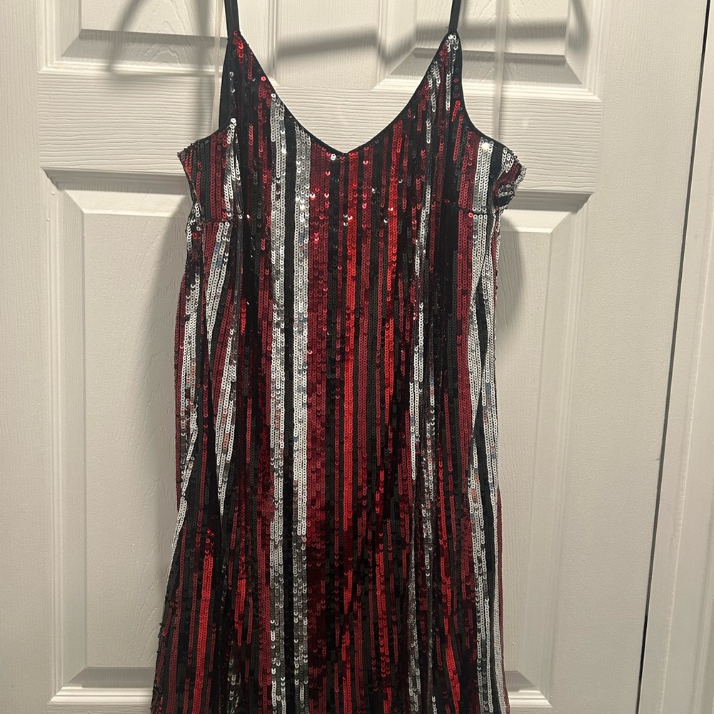 NWOT Bar III Red and Black Sequin Mini Dress